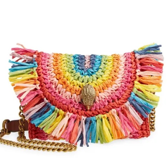 Kurt Geiger Handbags - Kurt Geiger Mini Kensington Rainbow Raffia Crossbody Bag Fringe